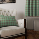 High-quality green linen curtain fabric with a classic plaid pattern, adding a timeless and elegant touch to your windows