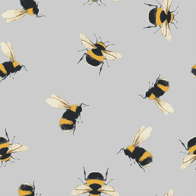 Bumble Bee Cotton Fabric Sample - Grey