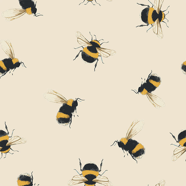 Bumble Bee Cotton Curtain Fabric - Linen