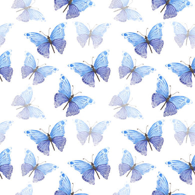 Butterfly Cotton Fabric Sample - Blue