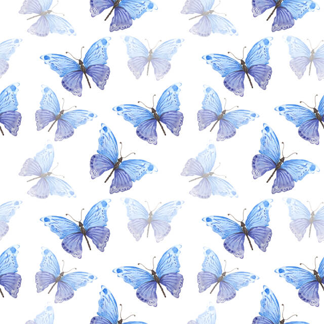Butterfly Cotton Curtain Fabric in Blue for Home Decoration