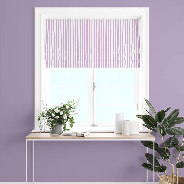 Candy Stripe Cotton Curtain Fabric - Lilac