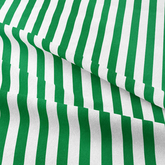  Close-up of the Candy Stripe Cotton Curtain Fabric in Bottle Green, showcasing its intricate pattern and high-quality material