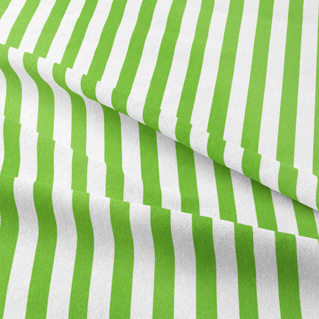 Close-up of green fabric with white candy stripes 
