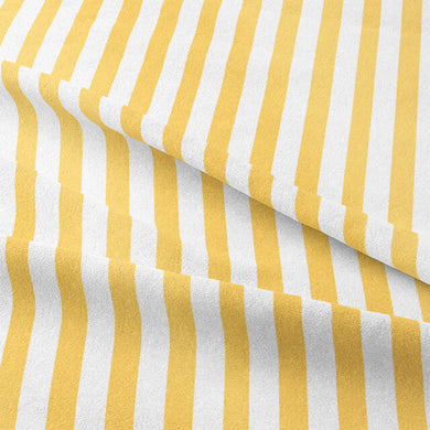 Candy Stripe Cotton Curtain Fabric - Ochre