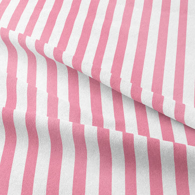 Candy Stripe Cotton Curtain Fabric - Pink