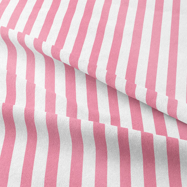 Pink and white striped cotton fabric for curtains
