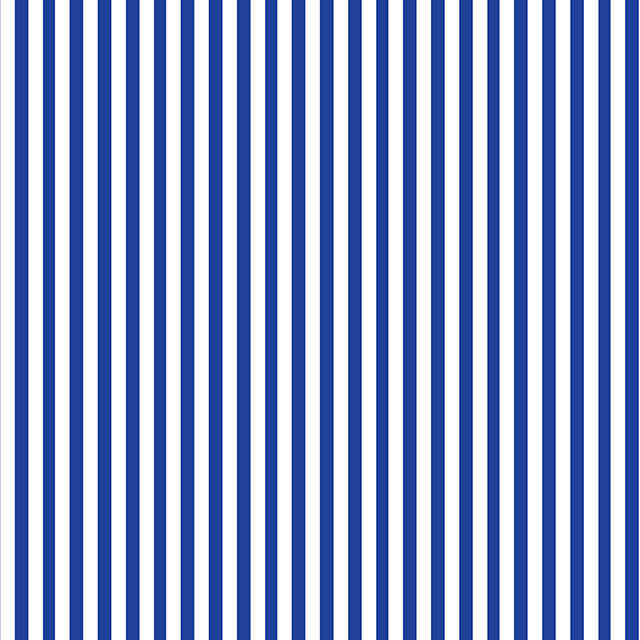 Candy stripe cotton curtain fabric in royal blue with white stripes