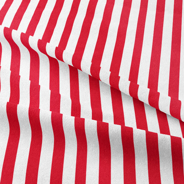 High-quality cotton fabric with a classic candy stripe pattern in scarlet