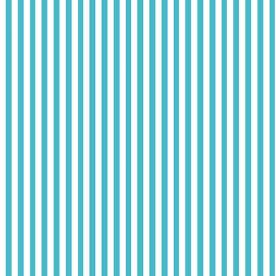 Candy stripe cotton curtain fabric in turquoise color, perfect for home decor