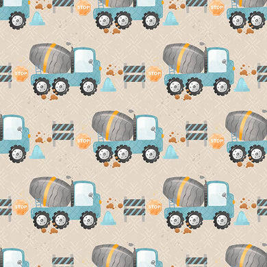 Cement Lorry Cotton Curtain Fabric - Beige