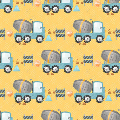 Cement Lorry Cotton Fabric Sample - Yellow