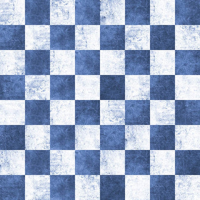 Checkers Cotton Fabric Sample - Blue