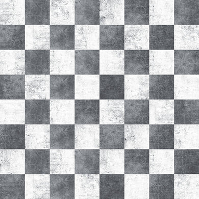 Checkers Cotton Curtain Fabric - Grey