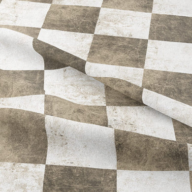 High-quality Checkers Cotton Curtain Fabric in Stone for Window Treatment