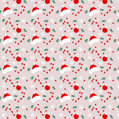 Christmas Hat Cotton Fabric Sample - Red