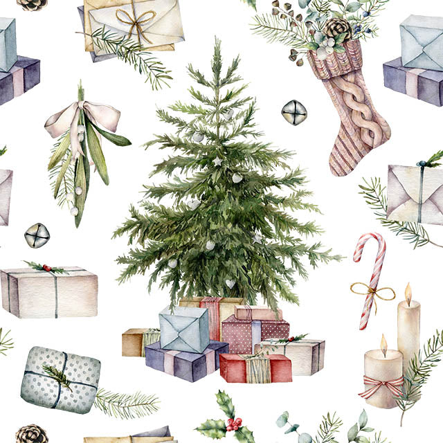 Christmas Presents Cotton Curtain Fabric - Multi