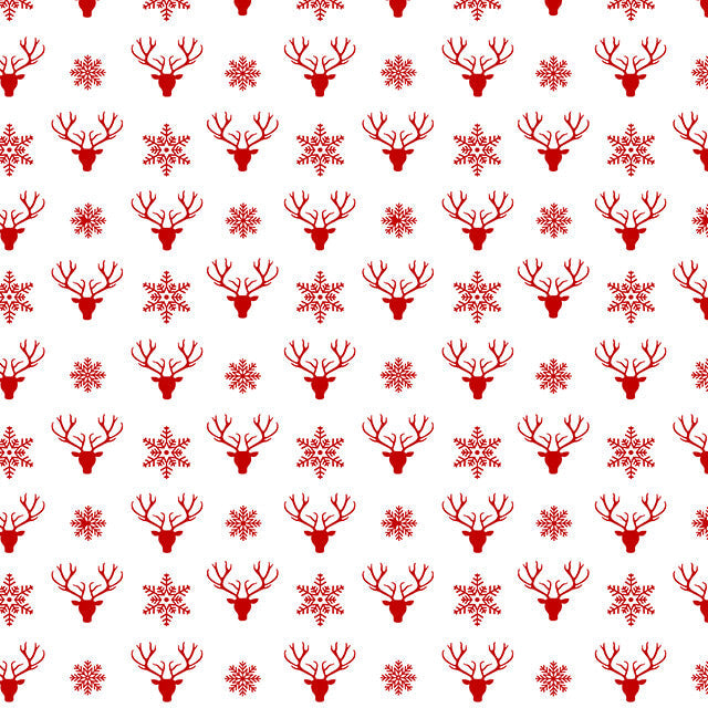 Christmas Stag Cotton Curtain Fabric - Red