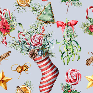Christmas Stocking Cotton Fabric Sample - Red