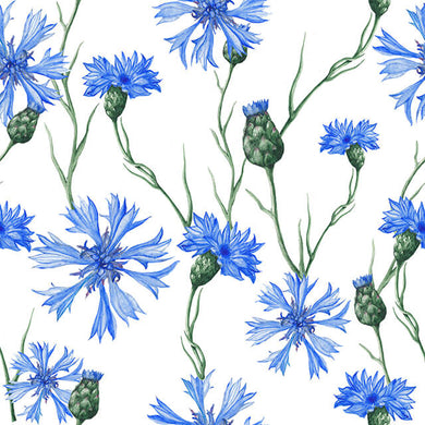 Cornflower Cotton Curtain Fabric - Blue