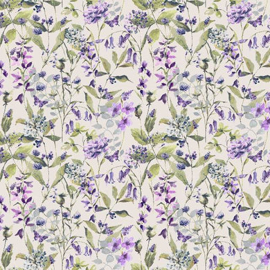 Country Garden Cotton Curtain Fabric - Lilac