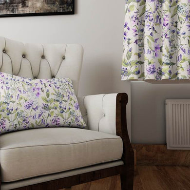 Country Garden Cotton Curtain Fabric - Lilac
