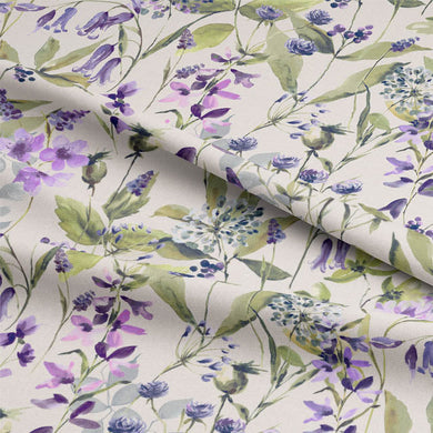 Country Garden Cotton Curtain Fabric - Lilac