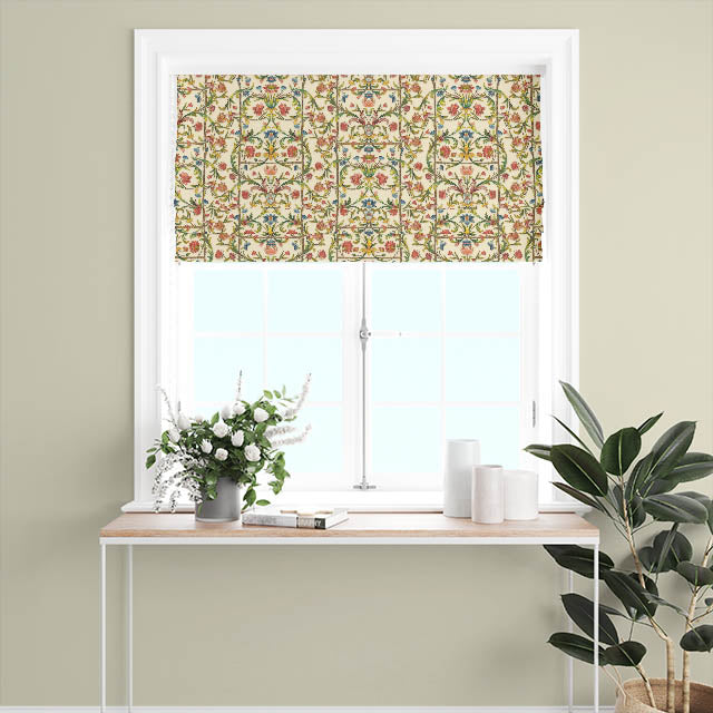 Crewel Linen Curtain Fabric - Multi