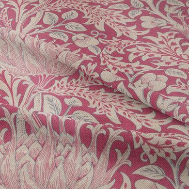 Cynara Flower Linen Curtain Fabric - Cerise