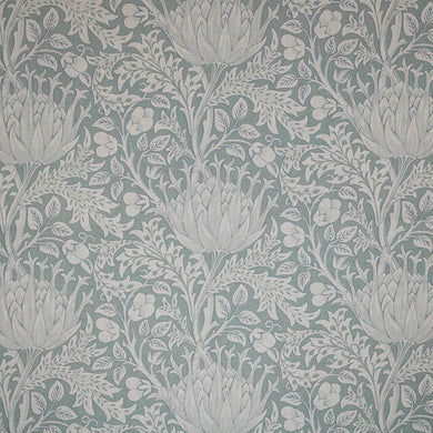 Cynara Flower Linen Curtain Fabric -  Duck Egg