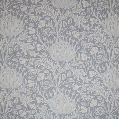 Cynara Flower Linen Curtain Fabric - Grey