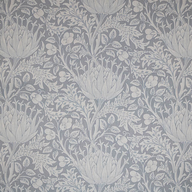 Cynara Flower Linen Curtain Fabric - Grey