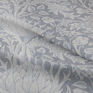 Cynara Flower Linen Curtain Fabric - Grey
