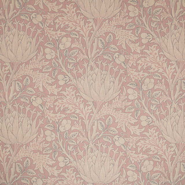 Cynara Flower Linen Curtain Fabric - Pink