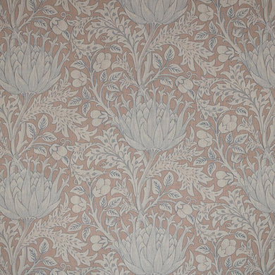 Cynara Flower Linen Curtain Fabric - Rose Gold