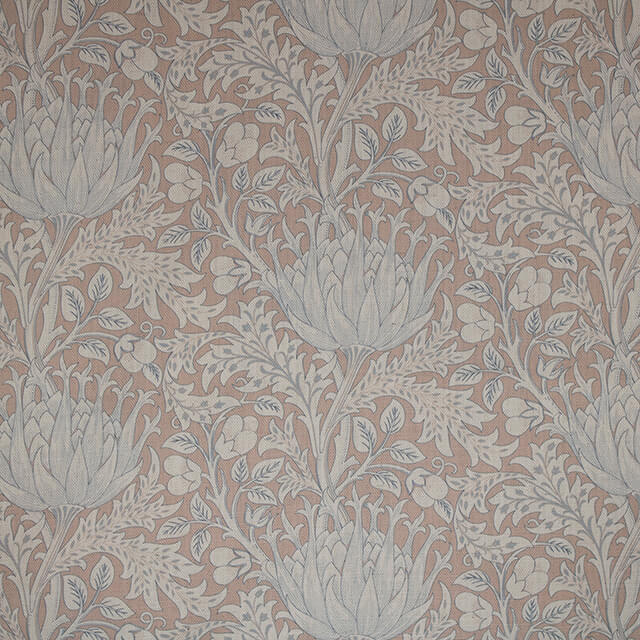 Cynara Flower Linen Curtain Fabric - Rose Gold