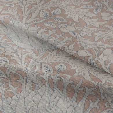 Cynara Flower Linen Curtain Fabric - Rose Gold