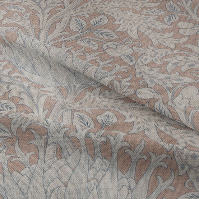 Cynara Flower Linen Curtain Fabric - Rose Gold