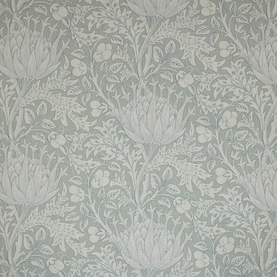 Cynara Flower Linen Curtain Fabric - Sage