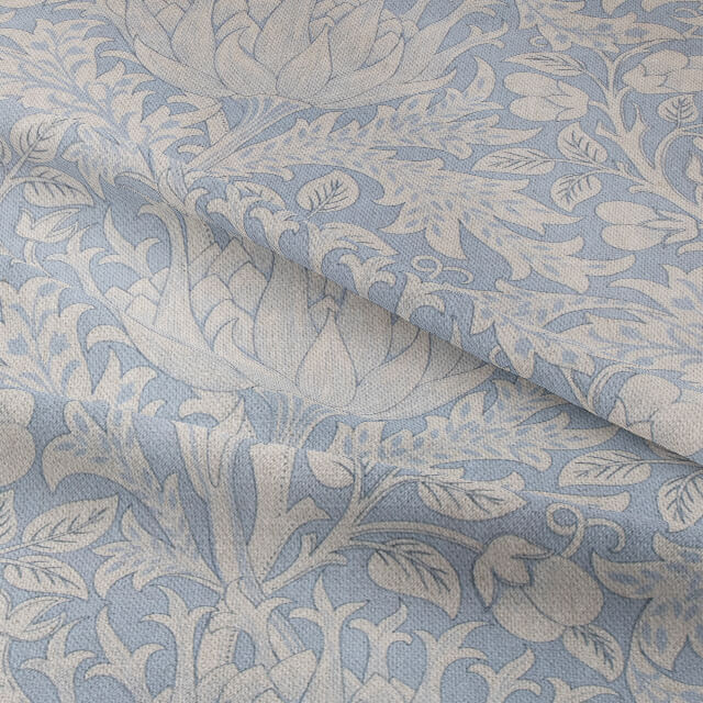 Cynara Flower Linen Curtain Fabric - Sky Blue