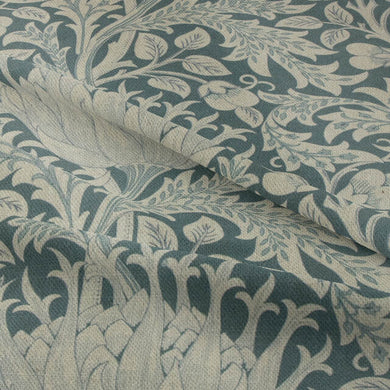 Cynara Flower Linen Curtain Fabric - Teal