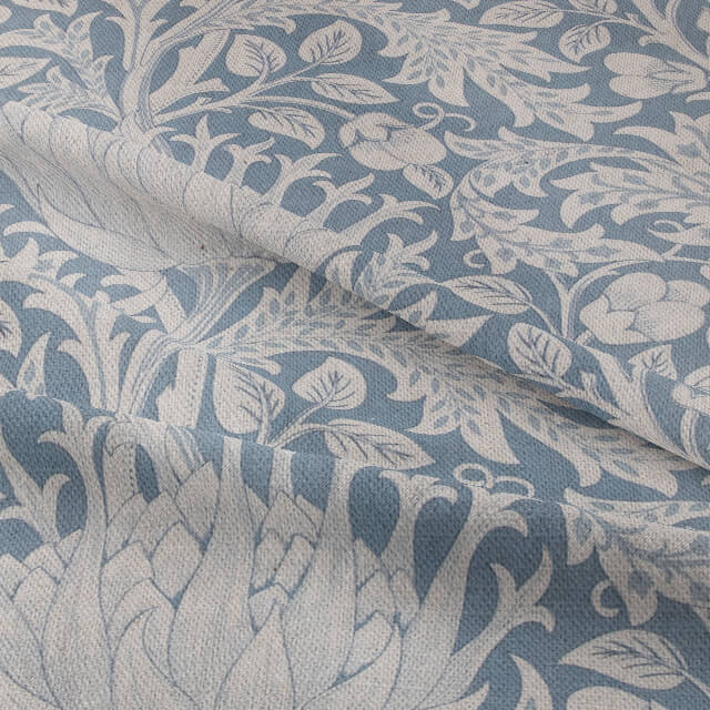 Cynara Flower Linen Curtain Fabric - Wedgewood