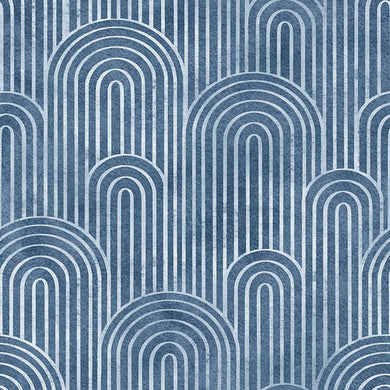 Deco Arches Linen Curtain Fabric - Ink