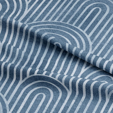 Deco Arches Linen Curtain Fabric - Ink