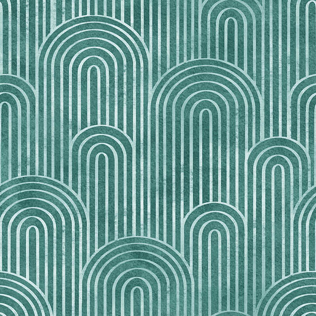 Deco Arches Linen Curtain Fabric - Jade