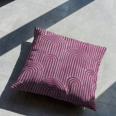 Deco Arches Linen Curtain Fabric - Mauve