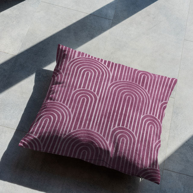 Deco Arches Linen Curtain Fabric - Mauve