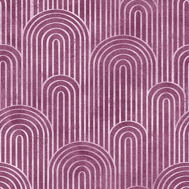 Deco Arches Linen Curtain Fabric - Mauve