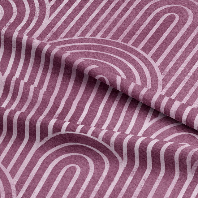 Deco Arches Linen Curtain Fabric - Mauve