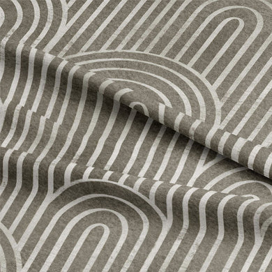 Deco Arches Linen Curtain Fabric - Stone